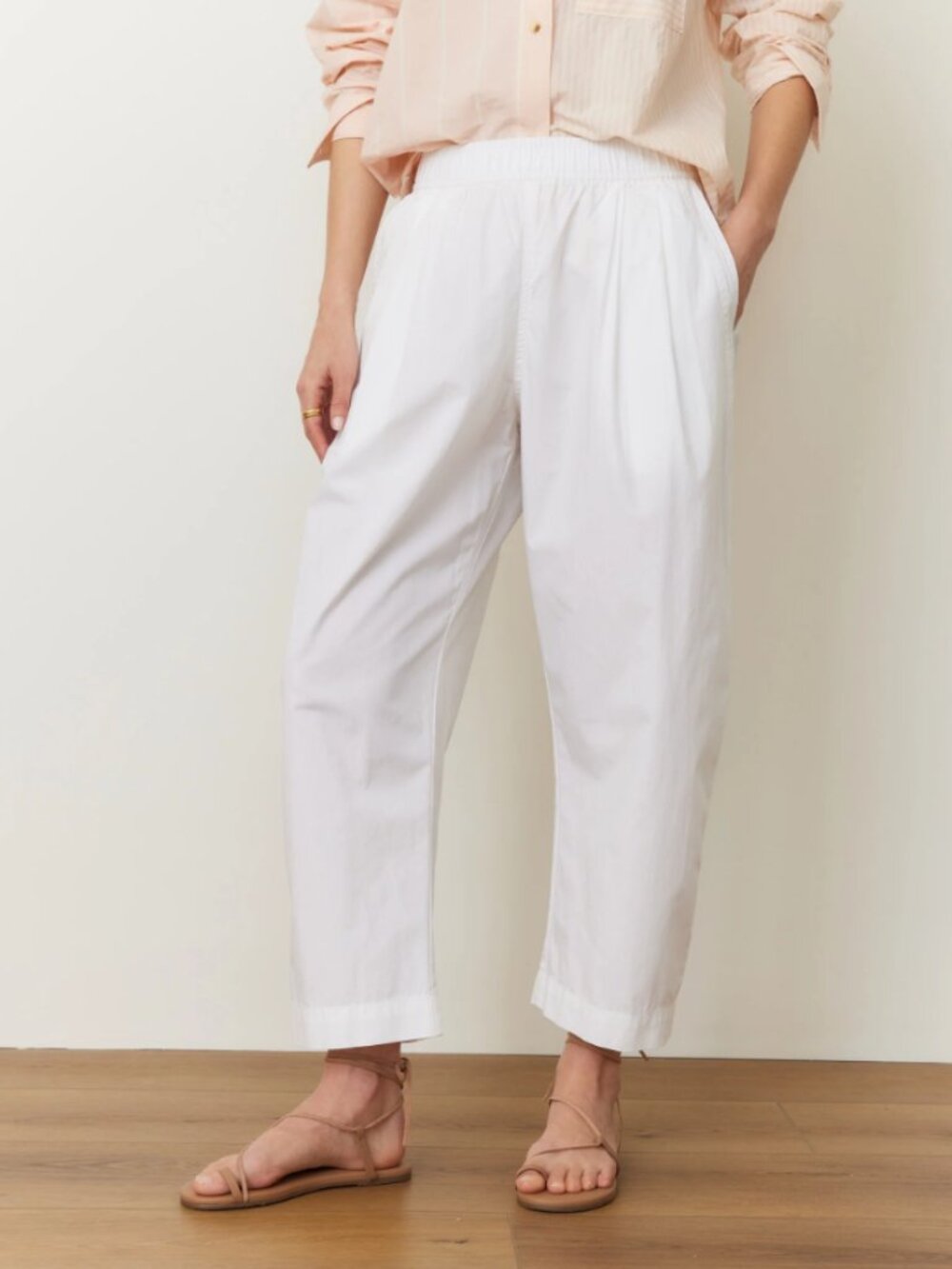 NWT Marine Layer White Poplin Barrel Leg Pants